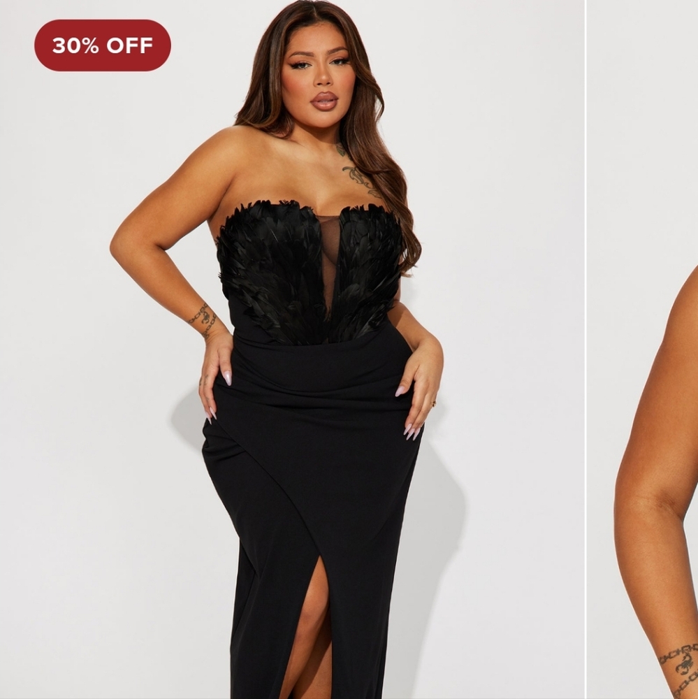 Plus size Feather Maxi Dress